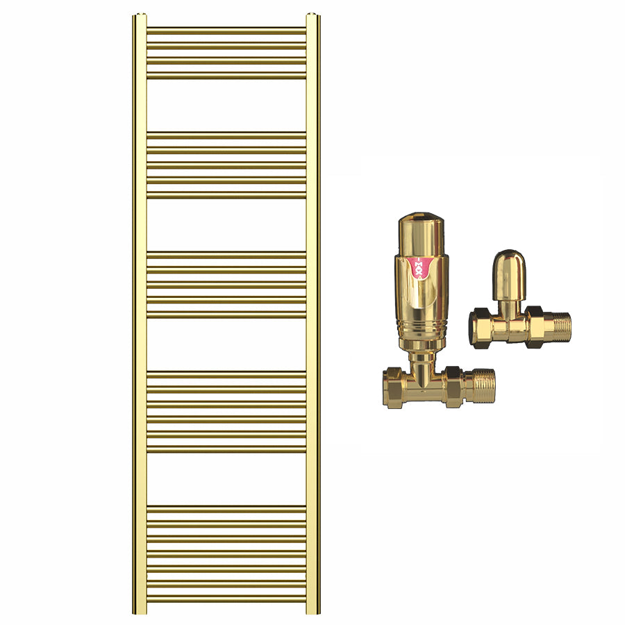 500mm x 1600mm Shiny Gold Heated Towel Rail Radiator