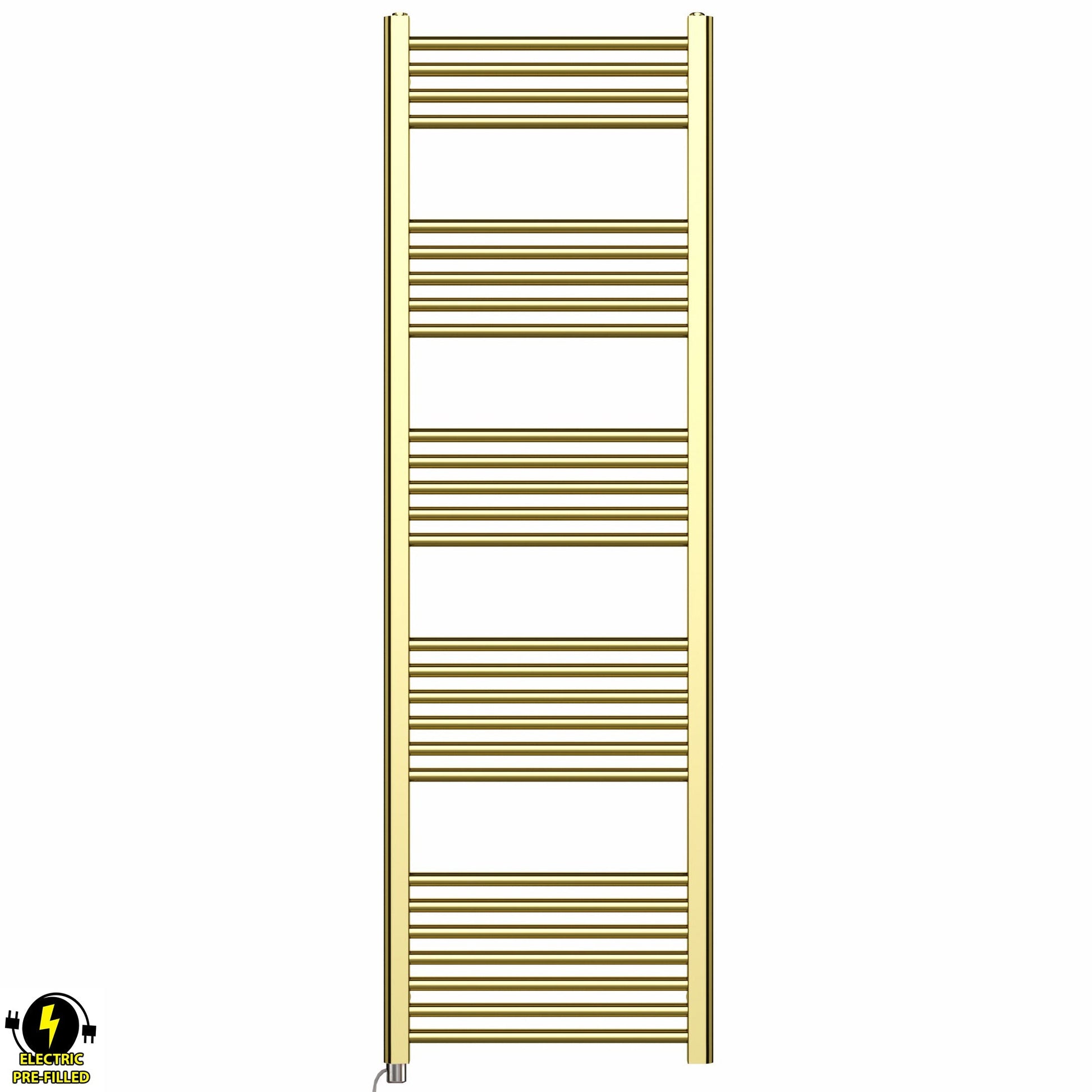 500mm x 1600mm Shiny Gold Electric Pre-Filled Heated Towel Rail Radiator
