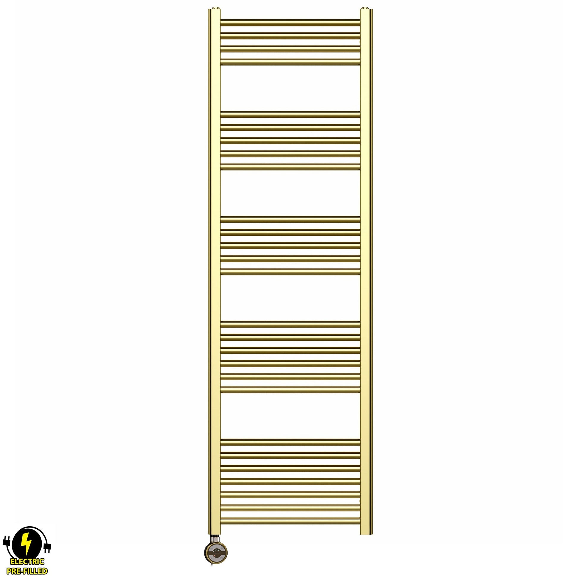 500mm x 1600mm Shiny Gold Electric Pre-Filled Heated Towel Rail Radiator
