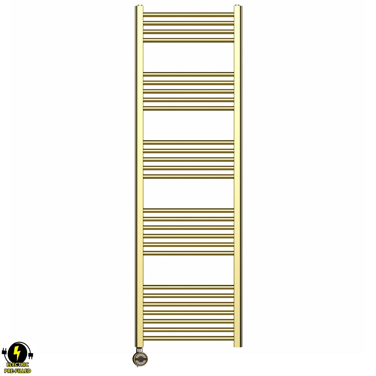 500mm Wide - Electric Heated Towel Rail Radiator - Shiny Gold - Straight