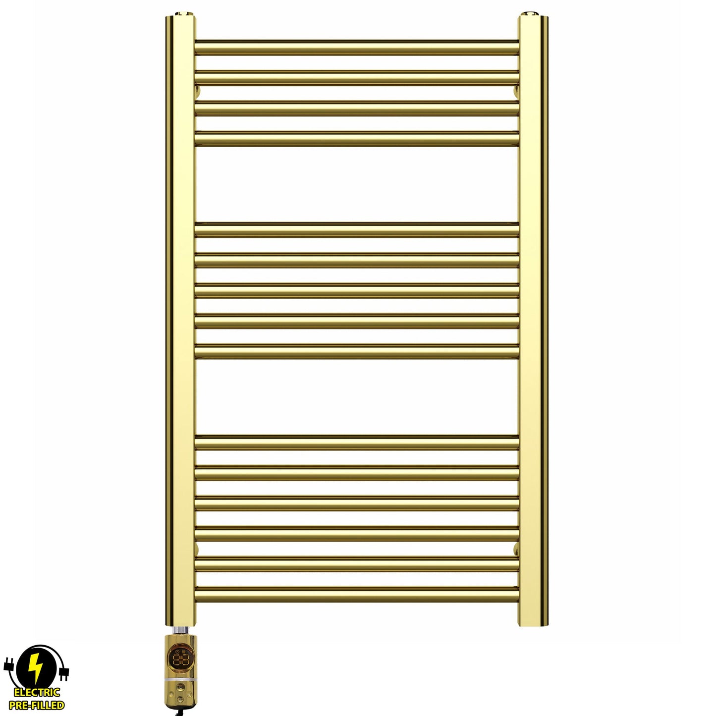 500mm Wide - Electric Heated Towel Rail Radiator - Shiny Gold - Straight