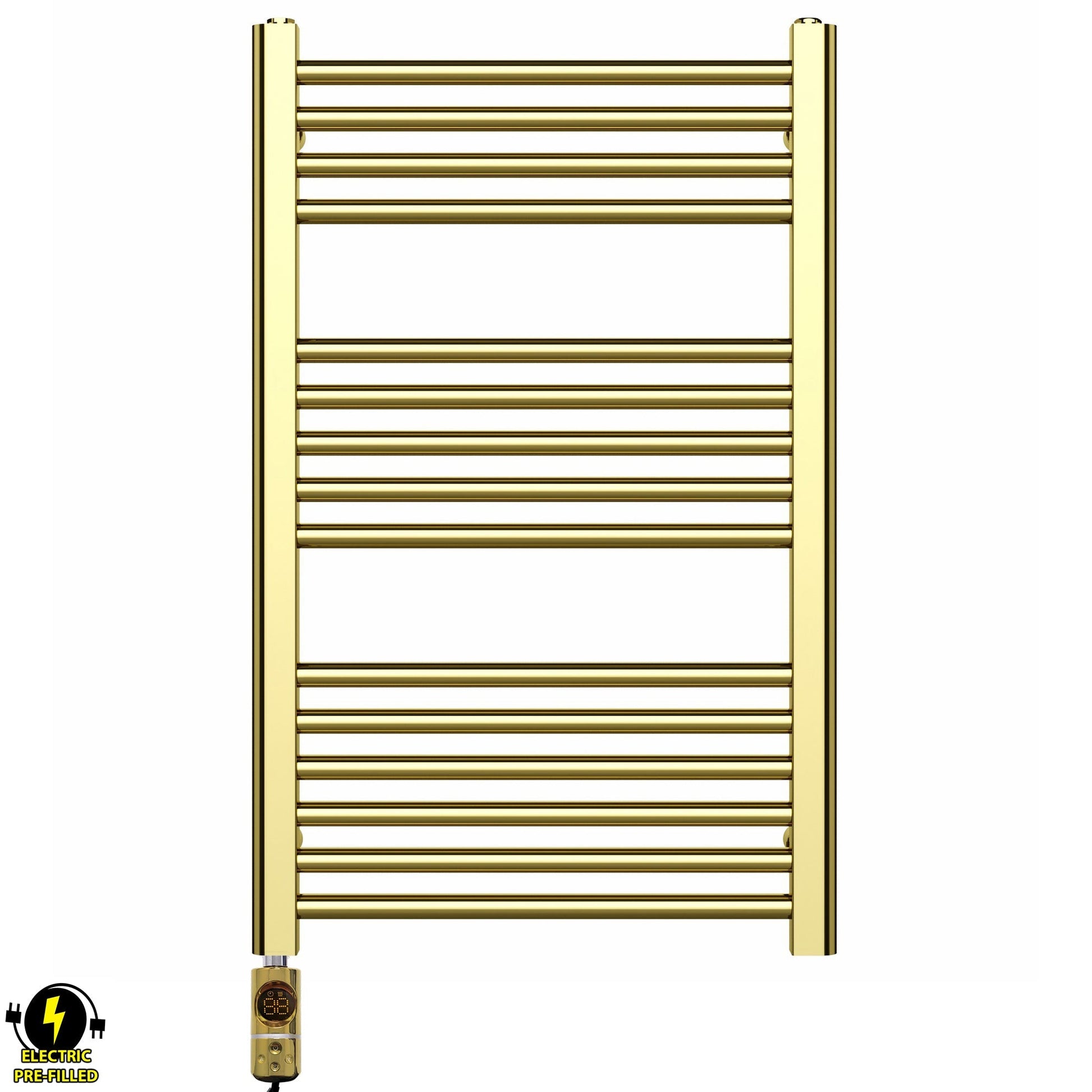Small 500mm x 800mm Shiny Gold Electric Pre-Filled Heated Towel Rail Radiator