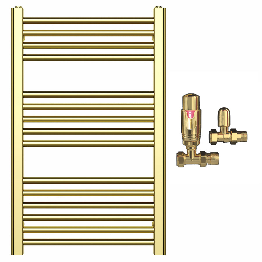 Small 500mm x 800mm Shiny Gold Heated Towel Rail Radiator