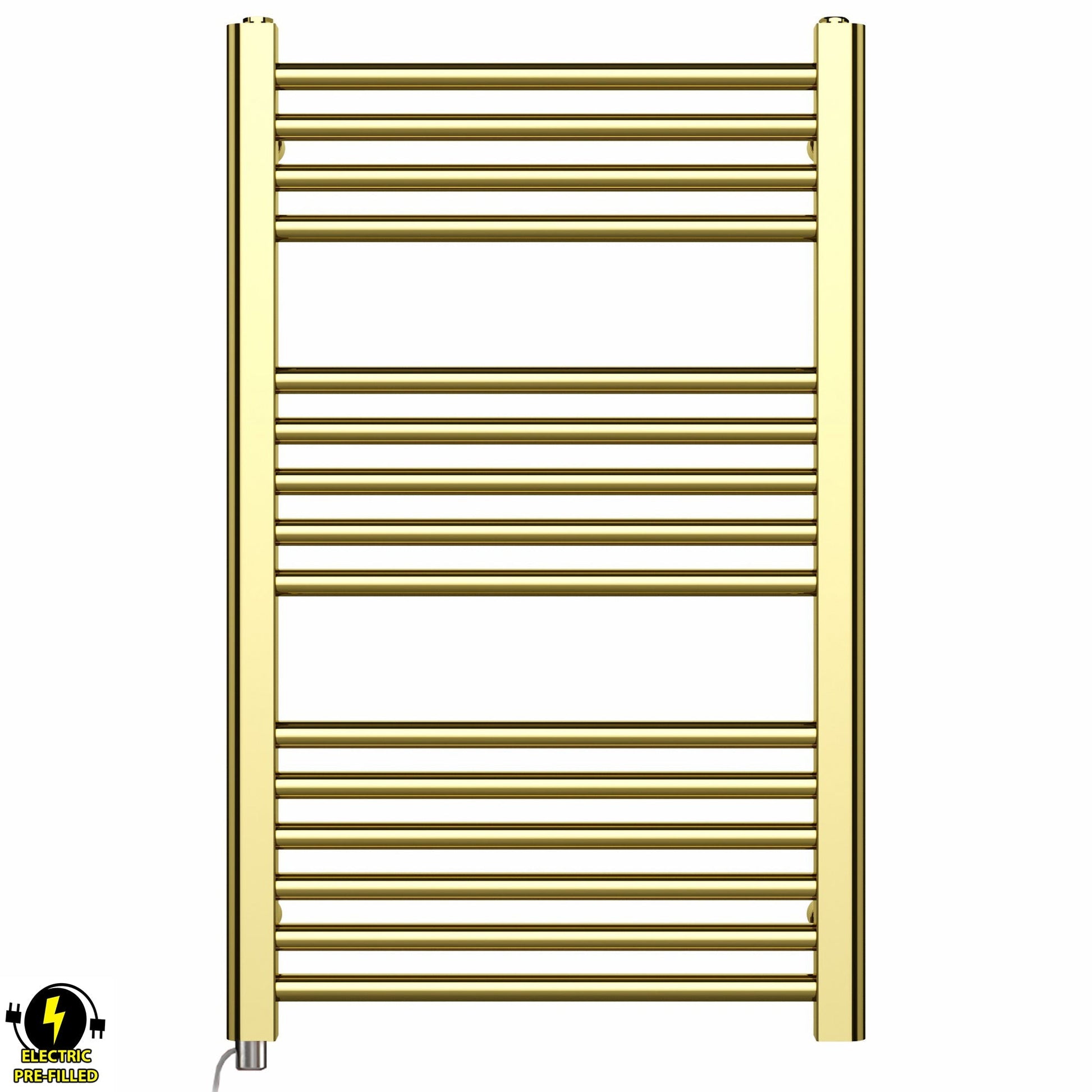 Small 500mm x 800mm Shiny Gold Electric Pre-Filled Heated Towel Rail Radiator