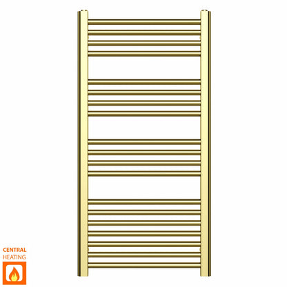 500mm x 1000mm Shiny Gold Heated Towel Rail Radiator