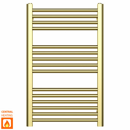 550mm Wide - Heated Towel Rail Radiator - Shiny Gold - Straight