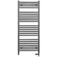 Dual Fuel 500mm x 1200mm Straight Anthracite Grey Heated Towel Rail - (incl. Valves + Electric Heating Kit)