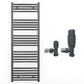 500mm x 1400mm Anthracite Grey Heated Towel Rail Radiator