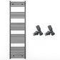 500mm x 1800mm Anthracite Grey Heated Towel Rail Radiator 