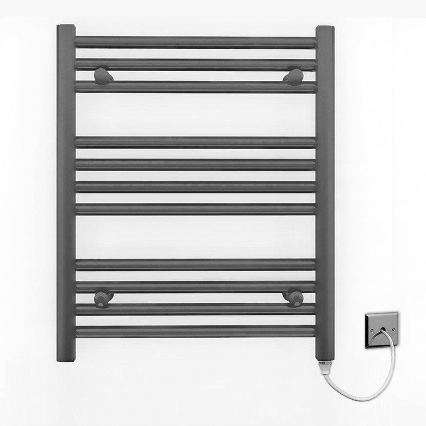 600mm x 600mm  Anthracite Grey Electric Pre-Filled Heated Towel Rail Radiator