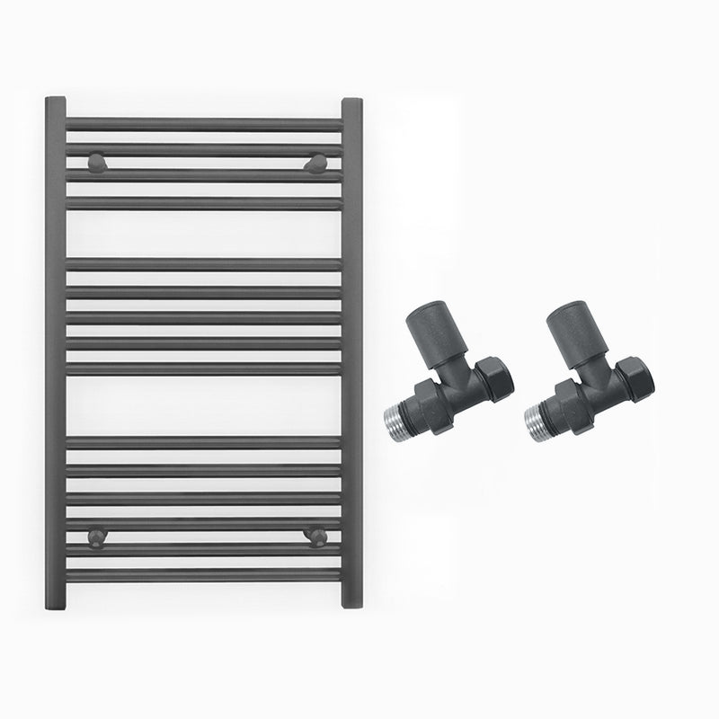 Small 500mm x 800mm Anthracite Grey Heated Towel Rail Radiator