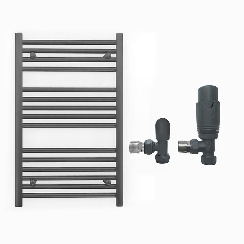 Small 500mm x 800mm Anthracite Grey Heated Towel Rail Radiator