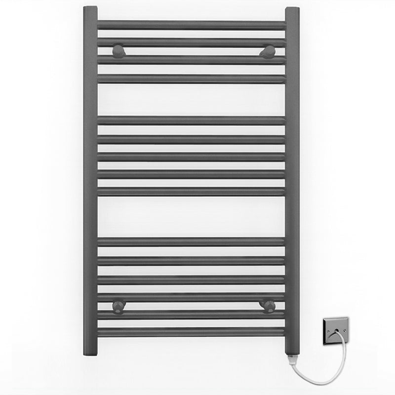 Small 500mm x 800mm  Anthracite Grey Electric Pre-Filled Heated Towel Rail Radiator