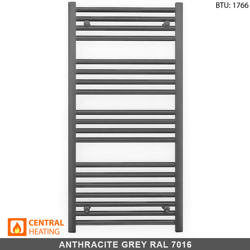 550mm Wide - Heated Towel Rail Radiator - Anthracite Grey - Straight