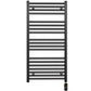 600mm x 1000mm Straight Matt Black Electric Pre-Filled Heated Towel Rail Radiator