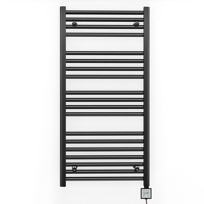 600mm x 1000mm Straight Matt Black Electric Pre-Filled Heated Towel Rail Radiator