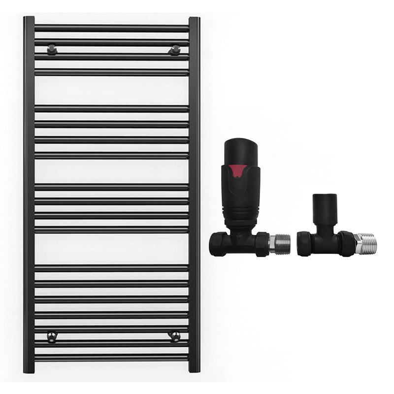 550mm x 1000mm Straight Matt Black Heated Towel Rail Radiator