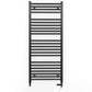 Dual Fuel 500mm x 1200mm Straight Matt Matt Black Heated Towel Rail - (incl. Valves + Electric Heating Kit)