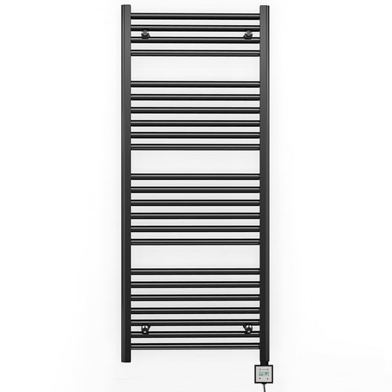 500mm x 1200mm Straight Matt Black Electric Pre-Filled Heated Towel Rail Radiator