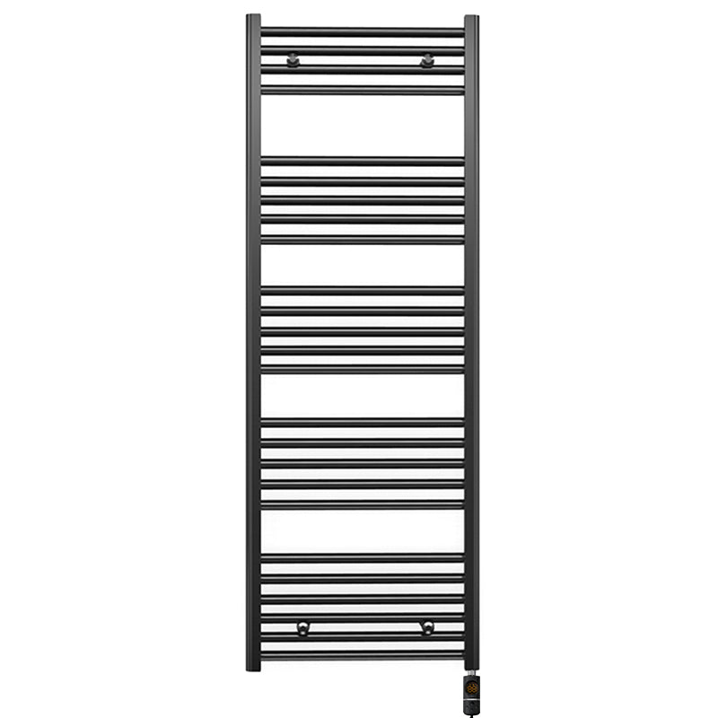 600mm x 1400mm Straight Matt Black Electric Pre-Filled Heated Towel Rail Radiator