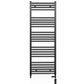 Dual Fuel 550mm x 1400mm Straight Matt Matt Black Heated Towel Rail - (incl. Valves + Electric Heating Kit)