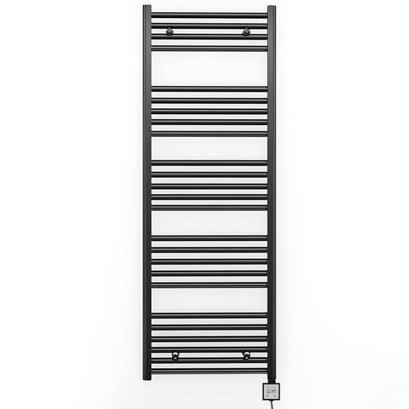 600mm x 1400mm Straight Matt Black Electric Pre-Filled Heated Towel Rail Radiator