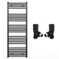 500mm Wide - Heated Towel Rail Radiator - Matt Black - Straight