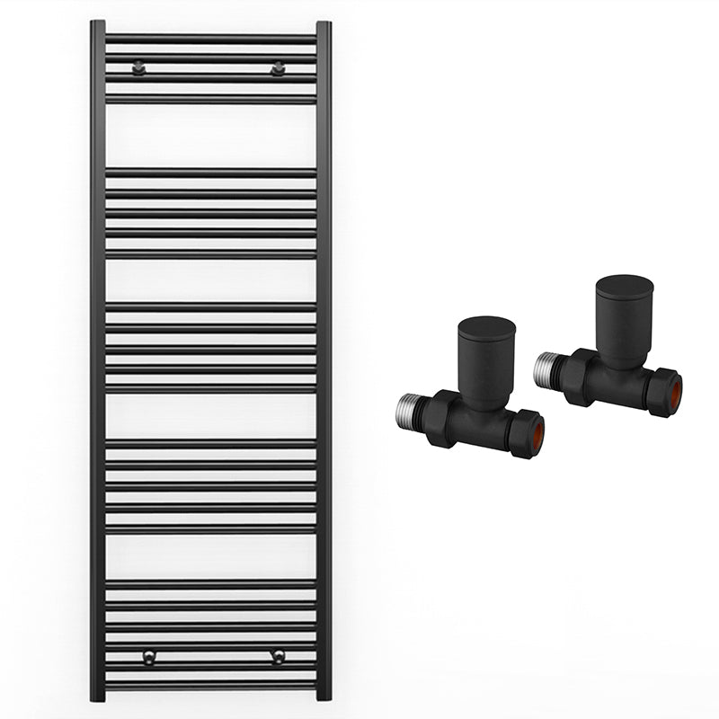 Matt Black Heated Towel Rail Radiator 600mm x 1400mm Straight