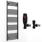 450mm x 1400mm Curved  Matt Black Heated Towel Rail Radiator 