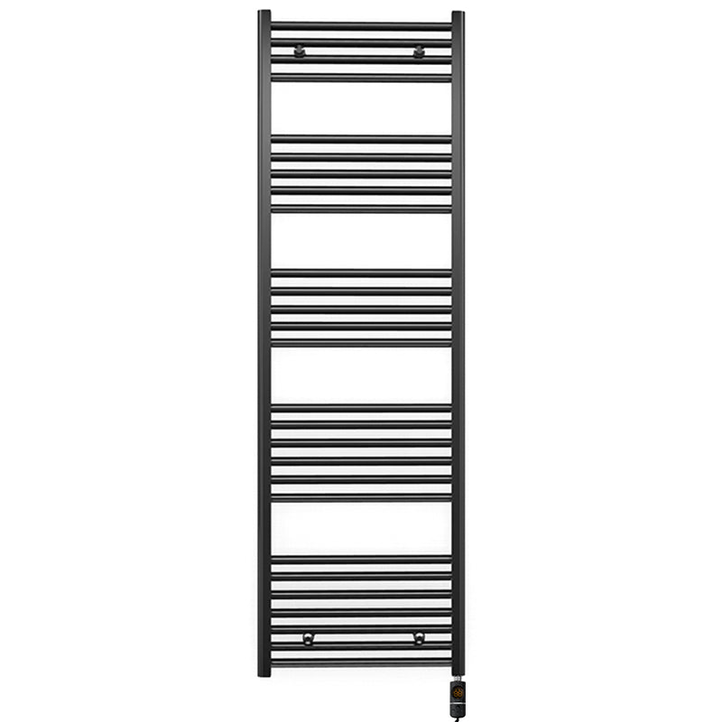 600mm Wide - Electric Heated Towel Rail Radiator - Flat Black - Straight