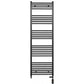 Dual Fuel 600mm x 1600mm Straight Matt Matt Black Heated Towel Rail - (incl. Valves + Electric Heating Kit)
