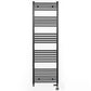 Dual Fuel 600mm x 1600mm Straight Matt Matt Black Heated Towel Rail - (incl. Valves + Electric Heating Kit)