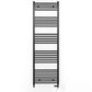 Dual Fuel 500mm x 1600mm Straight Matt Matt Black Heated Towel Rail - (incl. Valves + Electric Heating Kit)