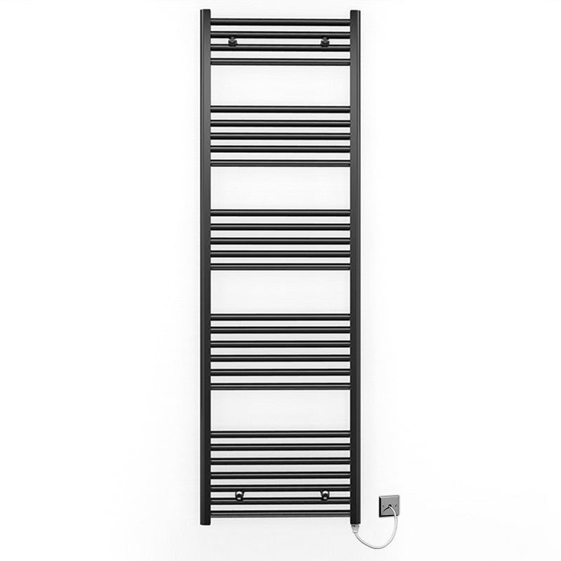 500mm Wide - Electric Heated Towel Rail Radiator - Flat Black - Straight