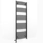 Dual Fuel 500mm x 1700mm Matt Matt Black Curved Heated Towel Rail - (incl. Valves + Electric Heating Kit)