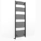 Dual Fuel 500mm x 1700mm Matt Matt Black Curved Heated Towel Rail - (incl. Valves + Electric Heating Kit)