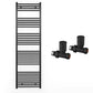 550mm x 1700mm Straight Matt Black Heated Towel Rail Radiator