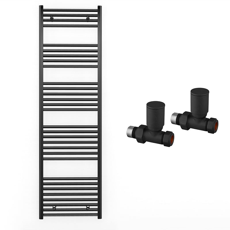 550mm x 1700mm Straight Matt Black Heated Towel Rail Radiator