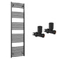 500mm Wide Curved Black Heated Towel Rail Radiator