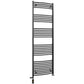 Dual Fuel 500mm x 1800mm Matt Matt Black Curved Heated Towel Rail - (incl. Valves + Electric Heating Kit)
