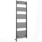Dual Fuel 500mm x 1800mm Matt Matt Black Curved Heated Towel Rail - (incl. Valves + Electric Heating Kit)