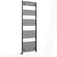 Dual Fuel 500mm x 1800mm Matt Matt Black Curved Heated Towel Rail - (incl. Valves + Electric Heating Kit)