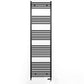 Dual Fuel 600mm x 1800mm Straight Matt Matt Black Heated Towel Rail - (incl. Valves + Electric Heating Kit)