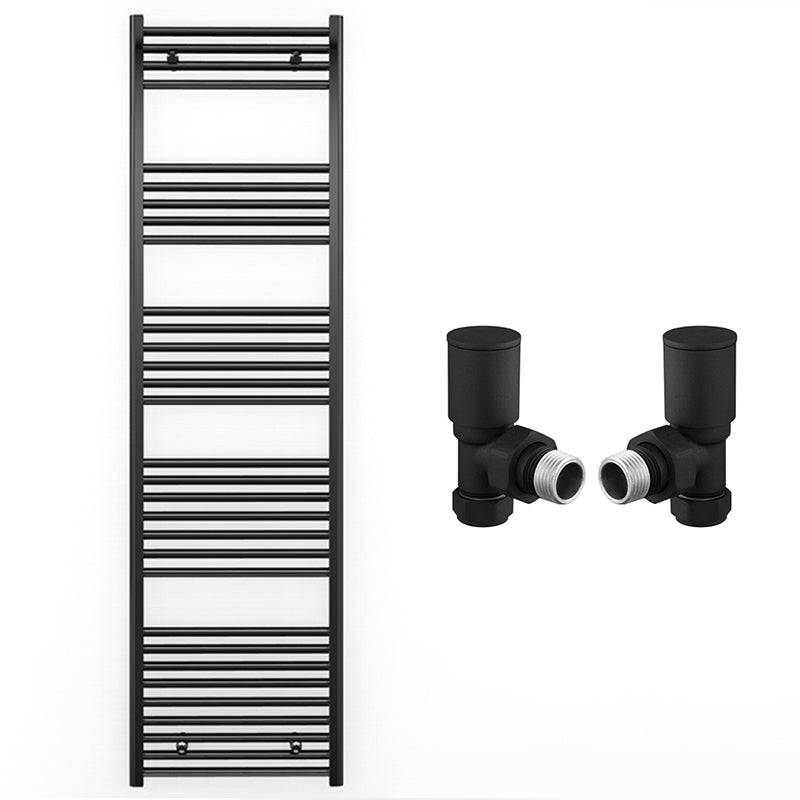 500mm x 1800mm Straight Matt Black Heated Towel Rail Radiator
