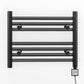 600mm Wide - Electric Heated Towel Rail Radiator - Flat Black - Straight