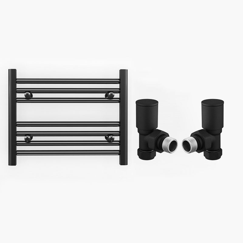 600mm x 400mm Straight Matt Black Heated Towel Rail Radiator