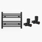 600mm Wide - Heated Towel Rail Radiator - Matt Black - Straight