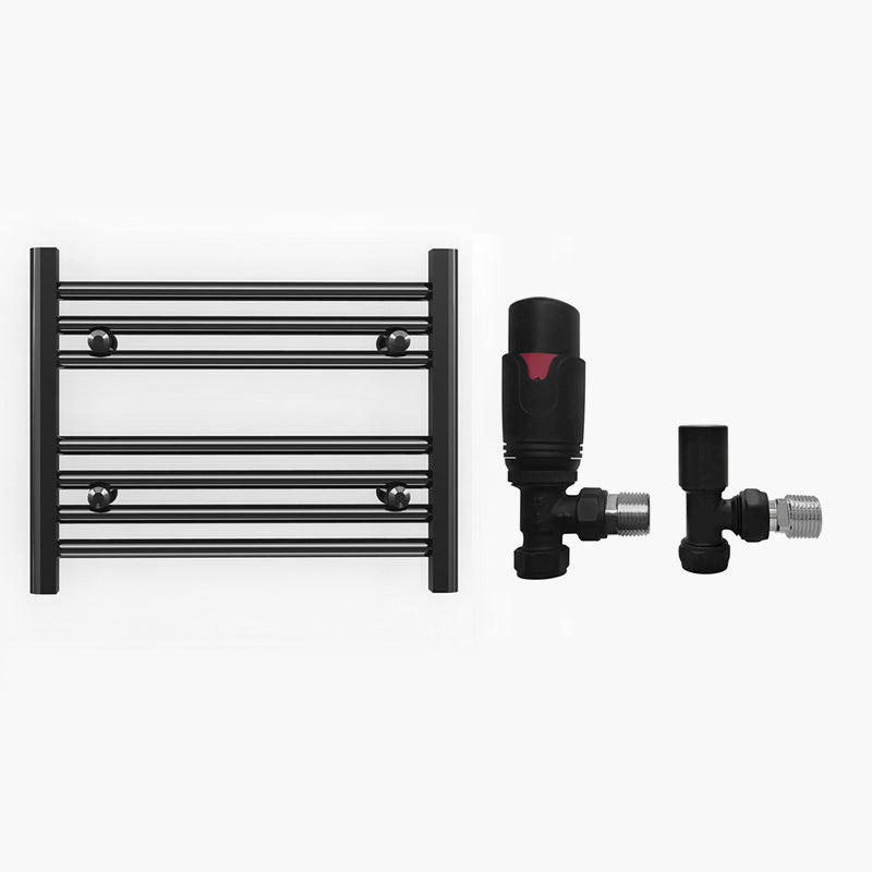 600mm x 400mm Straight Matt Black Heated Towel Rail Radiator