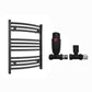 Small 400mm x 600mm Curved  Matt Black Heated Towel Rail Radiator 