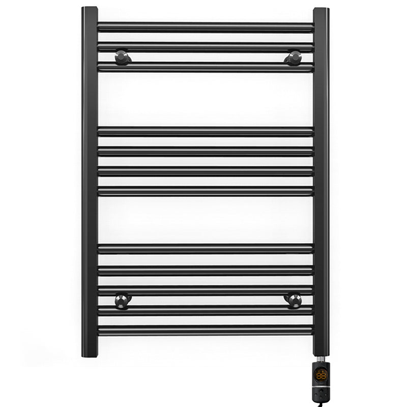 Small 500mm x 700mm Straight Matt Black Electric Pre-Filled Heated Towel Rail Radiator